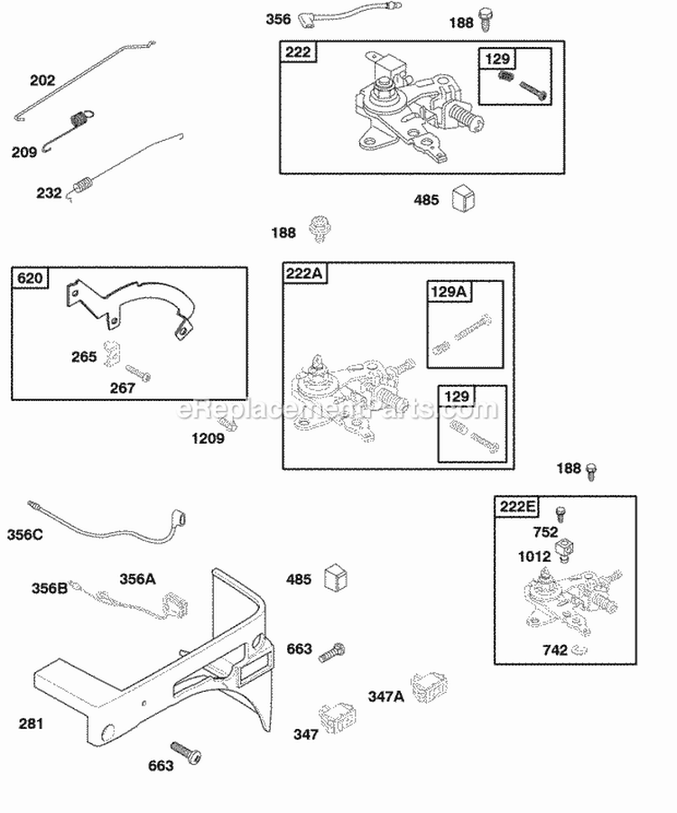 Control Panel Controls Governor Spring Diagram and Parts List for 118436-0115-B1  Briggs and Stratton Engine